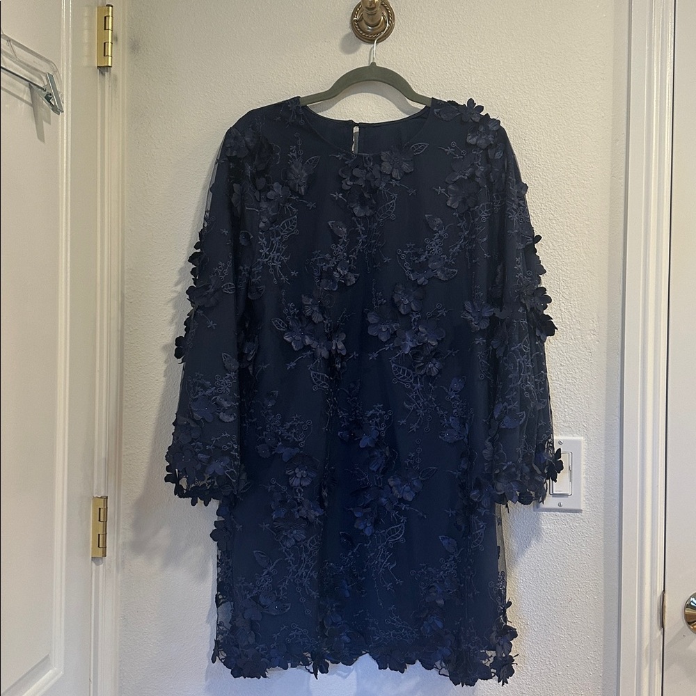 Mestiza Elegant Navy Floral Lace Women's Dress
